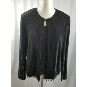 R&K Evening Black Metallic Silver Cocktail Shell Size 8 Top 1 Piece
